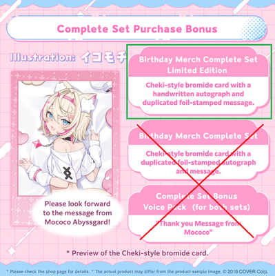 Hololive Mococo Abyssgard Birthday 2025 Complete Set Limited + PR
