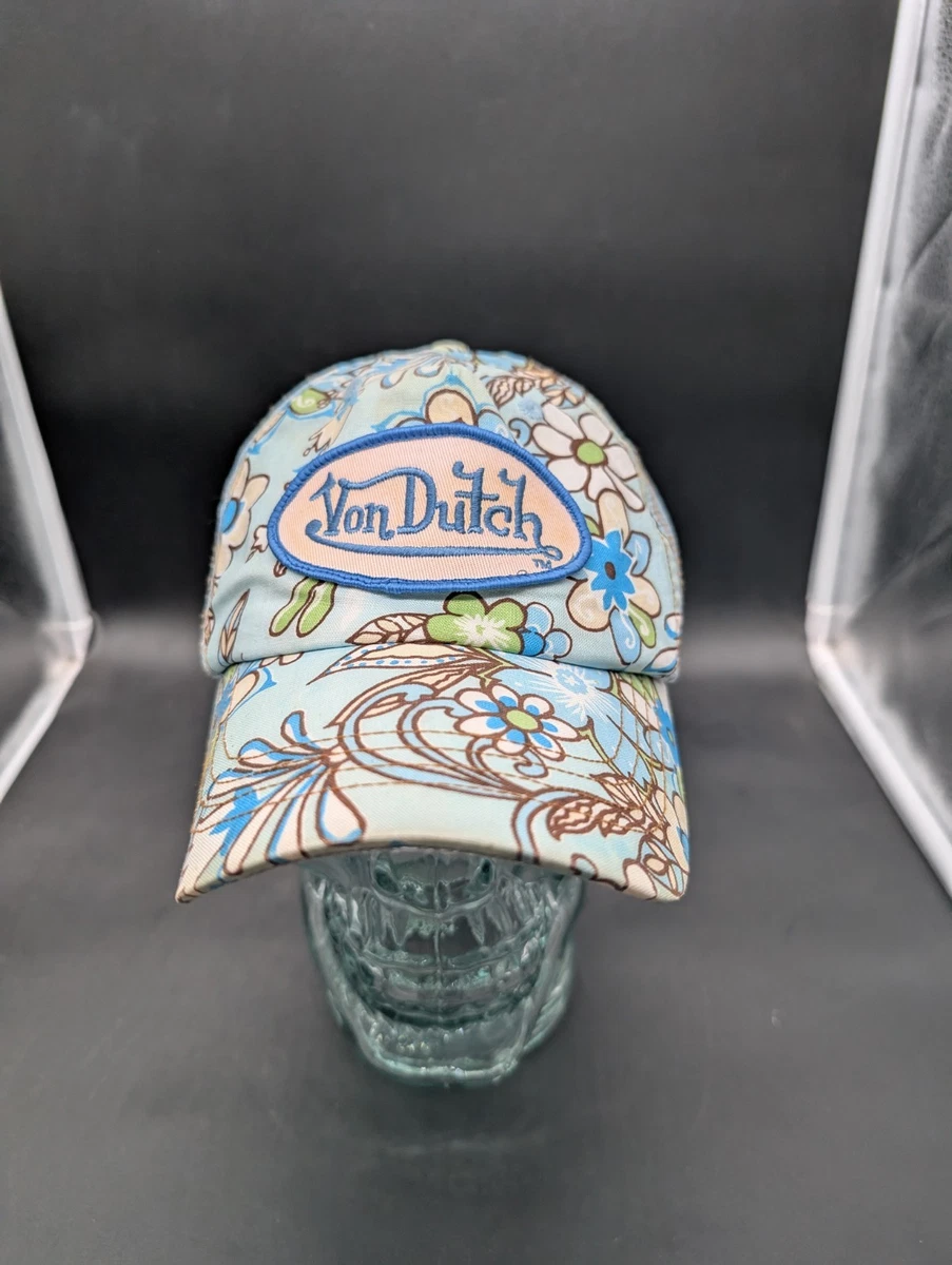 Distressed Y2K Von Dutch Blue Floral Trucker Hat Rare Print Von Dutch | Accessories | Distressed Y2k Von Dutch Blue  main image 2