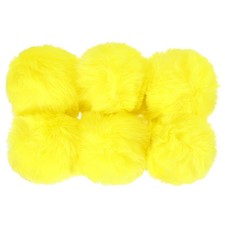 6Pcs Faux Fur Pom Poms for Hats Fluffy Soft Fur Poms Balls Yellow
