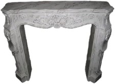 Kaminumrandung Kaminverkleidung "Rokoko" Kamin Breite115cm Cararaweißmarmoriert