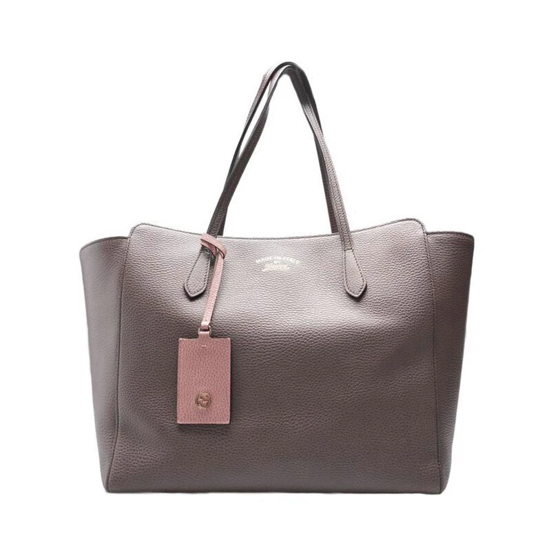 Gucci borsa a tracolla media da donna in pelle di vitello marrone e rosa swing 354397