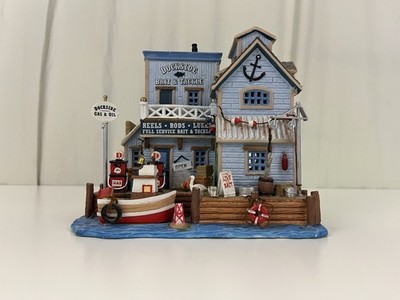 Lemax  10 Dockside Bait & Tackle House Plymouth Corners Village Collection *Read