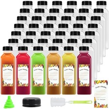 36pcs 16 oz Plastic bottles with lids,Juice bottles with caps, Reusable Clear...