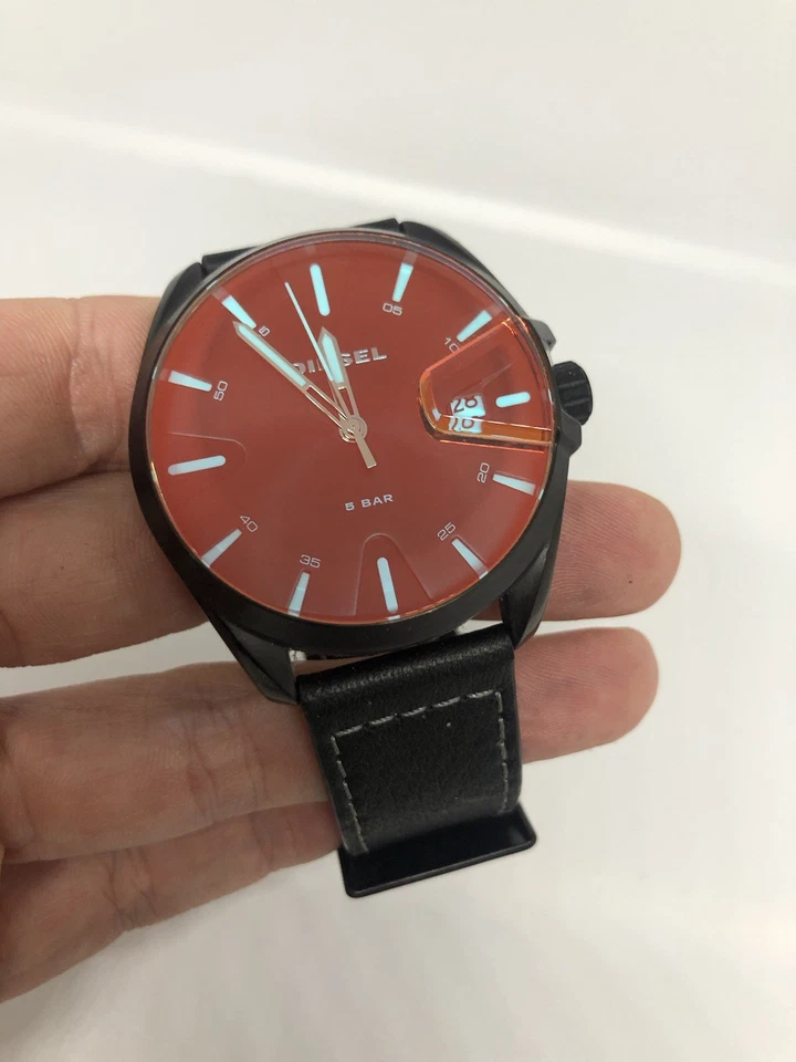 Diesel MS9 Wristwatch DZ-1945 Three-Hand Date Movement & Black Leather Strap - Image 2 of 4