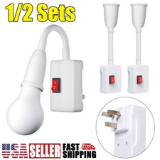 2-Pack E27 Socket Extension with On/Off Switch, 360 Fully Flexible Neck Plug-in