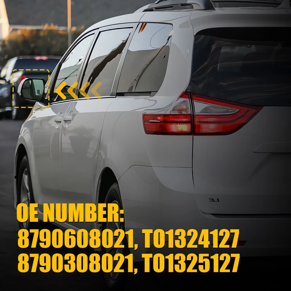 Espejo de vidrio transparente térmico para Toyota Sienna 2011-2019 lado del conductor o del pasajero Foto 3 de 4