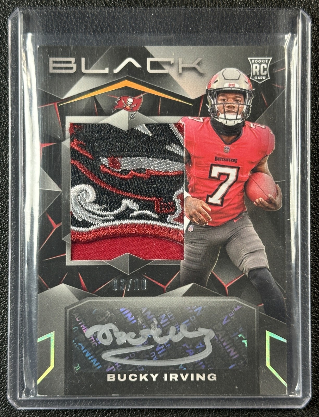 BUCKY IRVING 2024 PANINI BLACK #226 ROOKIE LOGO PATCH AUTO GOLD RC 3/10 BUCS