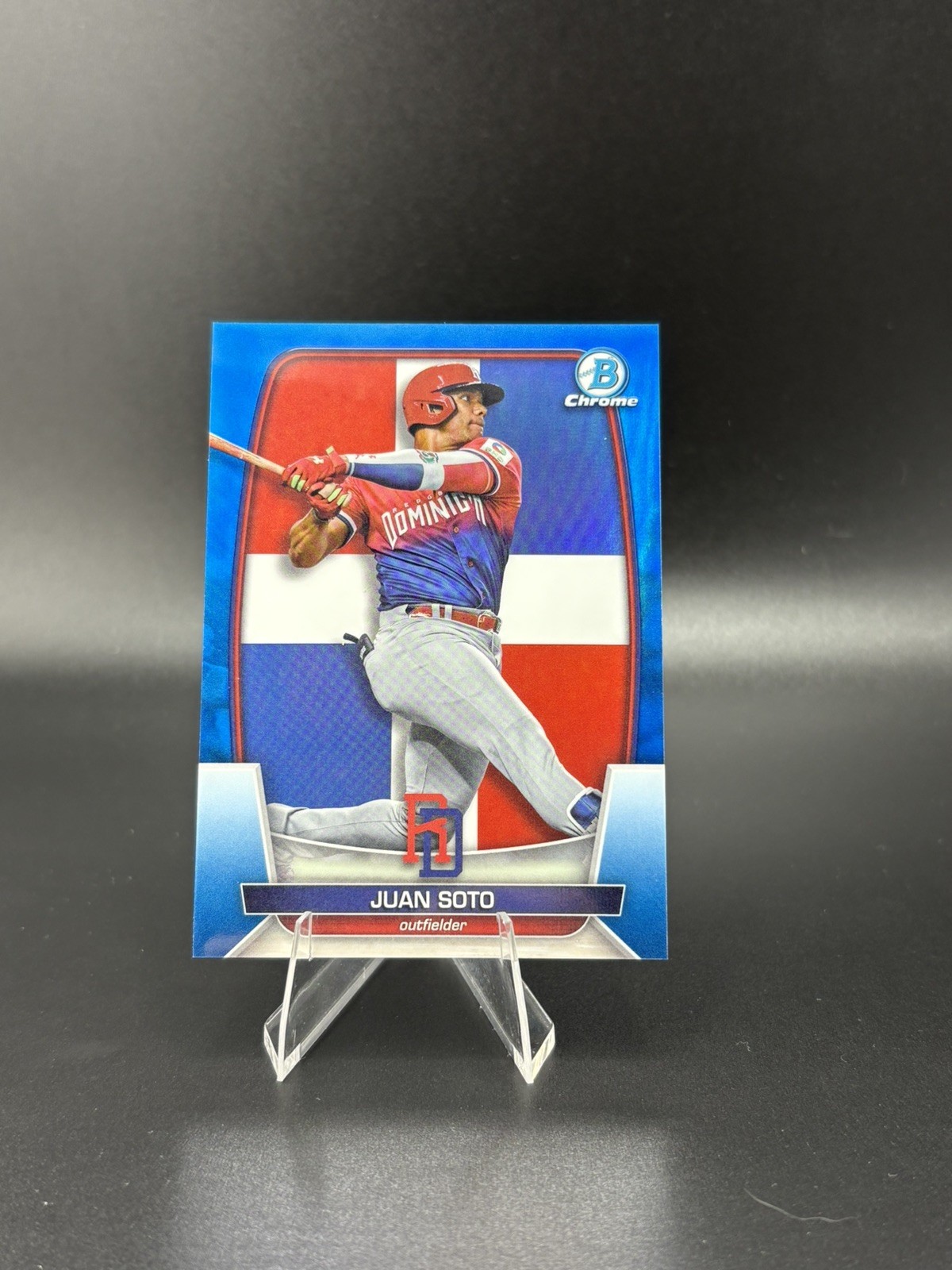 2023 Bowman Chrome Juan Soto WBC-28 Blue Refractor /75 Dominican Republic
