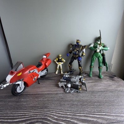 Power Rangers Mixed Figure & Parts Lot   Green, Ninja Blue, Yellow + Bike