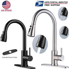 Kitchen Sink Faucet Brushed Nickel Single Handle Swivel Pull Down Sprayer Mixer