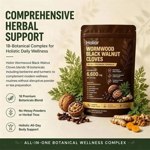 Holior 18-in-1 Black Walnut & Wormwood Herbal Blend for 240 Count (Pack of 1)