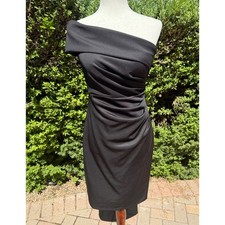 Eliza J Black One Shoulder Ruched Cocktail Sheath Dress Size 4