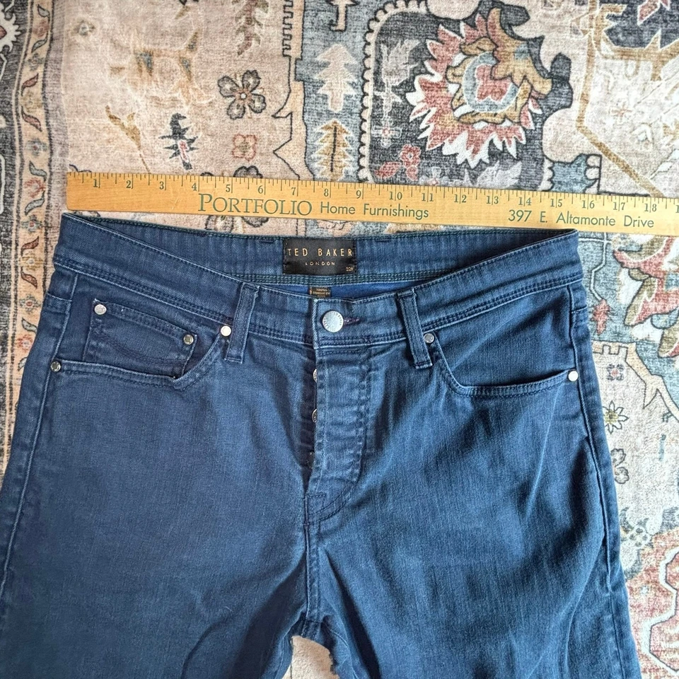 Pantalones de mezclilla azul de pierna recta Ted Baker para hombre talla 32 X 30 Foto 4 de 4