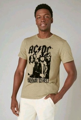Lucky Brand Men's ACDC Highway to Hell Graphic T-Shirt Size XL Tan / Black