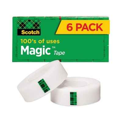 Scotch  Magic Tape, 3/4 x 1296, 1 Core, Clear, 6/Pack