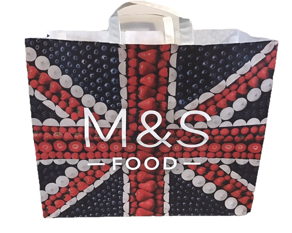 X M&S REUSABLE PAPER SHOPPING BAGS Medium Carriers Tear Resist Strong  Durable