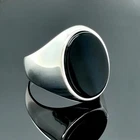 Men’s 925 Sterling Silver Black Onyx Signet Ring Flat Stone Pinky Gift For Him