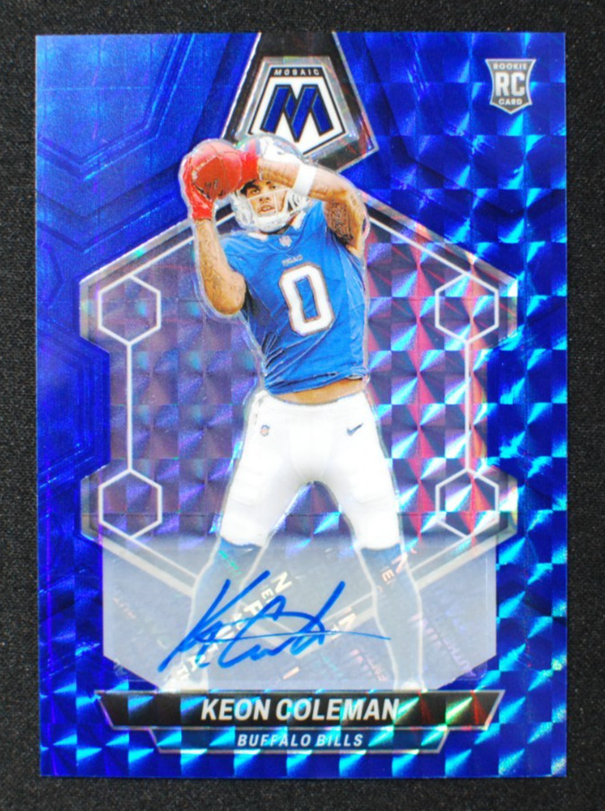 🌟 KEON COLEMAN - 2024 Panini Mosaic #333 BLUE REACTIVE PRIZM AUTO Rookie RC /99