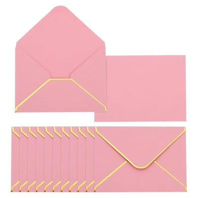 Enveloppe A6 50pcs pour 4x6 bords ronds avec bordure or et rose - Photo 1/4