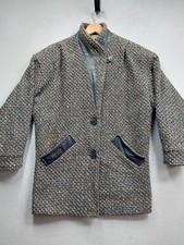 Vintage Weather Wise By Micki Coat Womens 9/10 Wool Blend Leather Trim Lined