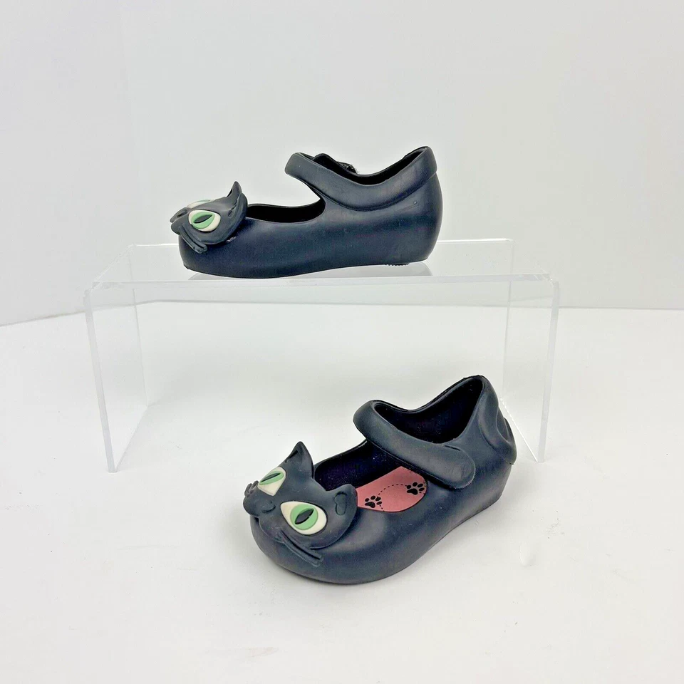 Mini Melissa Gato Negro Mary Jane Zapatos Niño Pequeño Talla 5 Halloween Festivo Foto 3 de 4