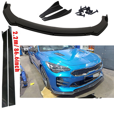For Kia Stinger Front Bumper Spoiler + Side Skirts + Rear Lip + Strut Rods Glos