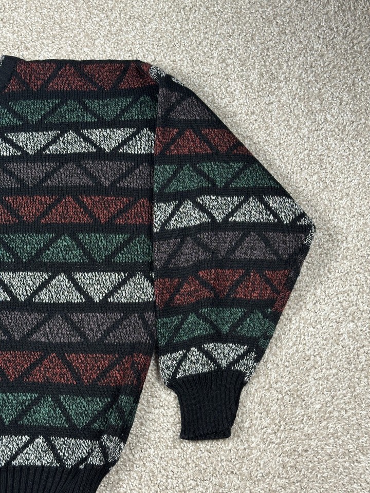 Vintage Michael Gerald Sweater Mens Extra Large Black Geometric Knit