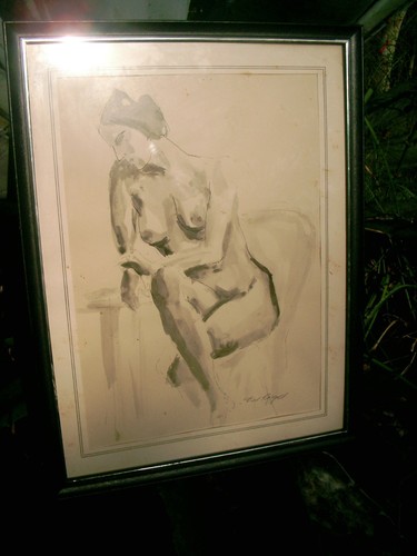 Signed "TED KOPPEL" Watercolor Painting Nude Woman - FRAMED & MATTED 17.5" X 13" - Picture 6 of 9