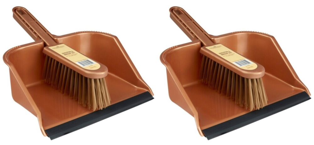 2x Groundsman Hard Wearing Dustpan & Brush Cleaning Set with Rubber Lip