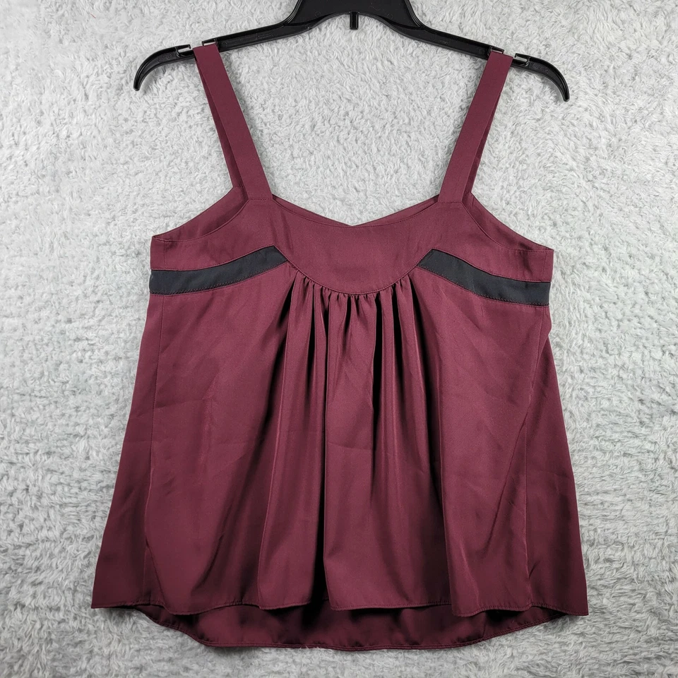 Mixit 背心吊带女式中号勃艮第褶饰人造纽扣肩带 — 第 2/4 张图片