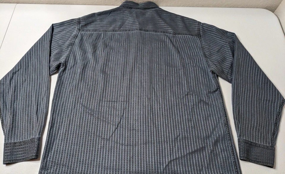Camisa de seda Tulliano para hombre talla XL azul abotonada manga larga guinga Foto 2 de 4