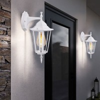 AußEnwandlampe Wandleuchte Laterne Alu Glas Weiß Gartenlampe Fassadenlampe 2X