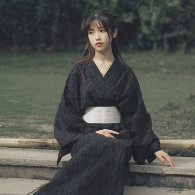 Traditional Japanese Kimono Samurai Clothing Women Men Black Kimono Dress  Loose | eBay