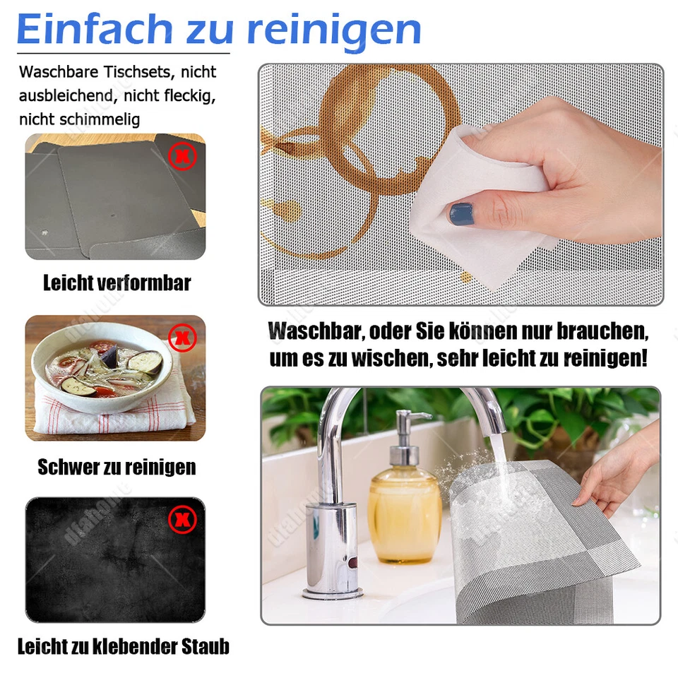 12er Set Tischset PVC Platzset Untersetzer Abwaschbar Platzdeckchen Platzdecke - Bild 2 von 4