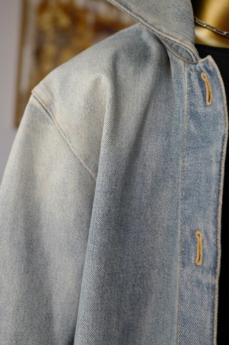 Chanel 24K Water-Repellent Coated Long Oversized Denim Jacket Light Blue Size 34 - 第 7/24 張圖片