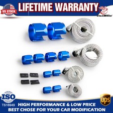 New Stainless Steel Braided Dress-up Hose Cover Radiator Hose Sleeving Kit Blue