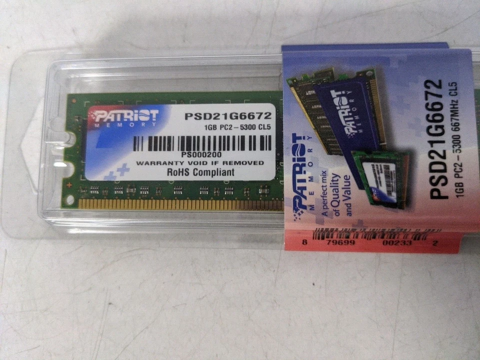 PATRIOT MEMORY 1GB PC2-5300 667MHz CL5 PSD21G6672 - Image 2 of 4