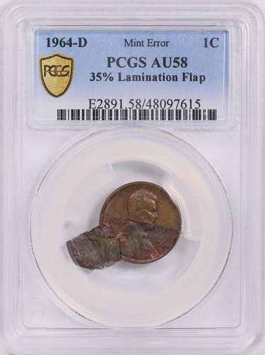 SuperRare ChAU 1964-D Huge Peeling Attached Lamination incl Date/MM! PCGS AU58! - Picture 4 of 4