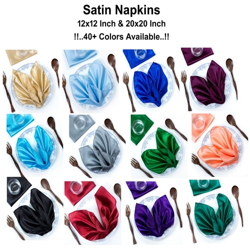 Serviettes de table carrées en satin 12 pouces/20 pouces mouchoir fête de mariage - LIVRAISON GRATUITE - Photo 1/45