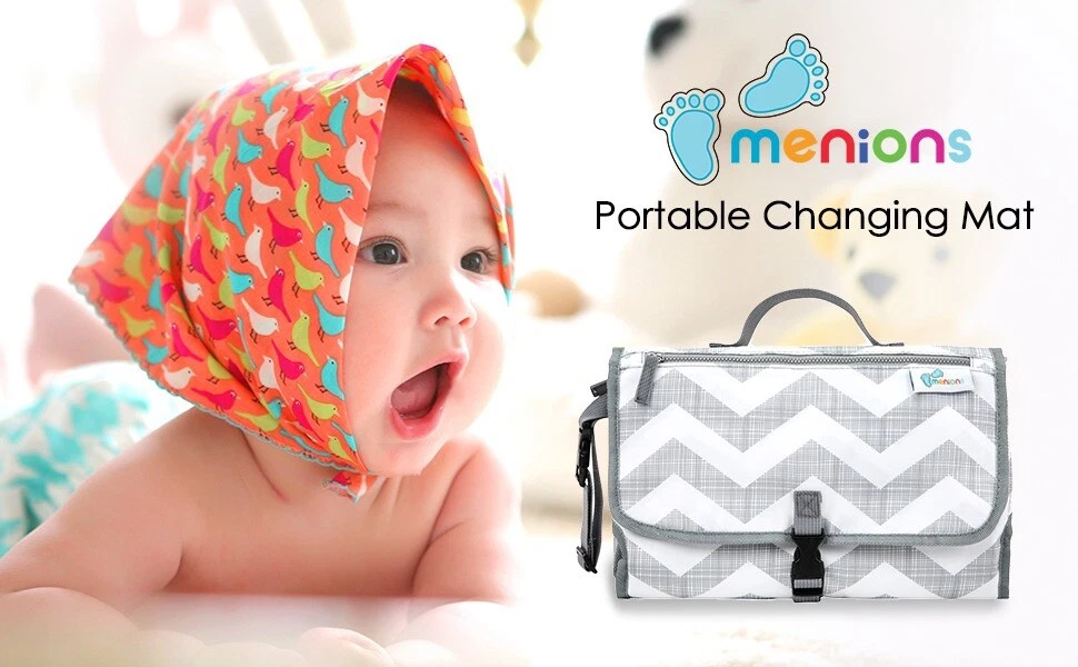 Baby Portable Folding changing mat In grey. Different Patterns Available also!