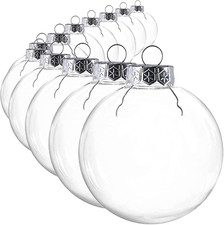 12 PCS 3.15" Clear Plastic Fillable Ornaments - DIY Christmas Ornament Balls