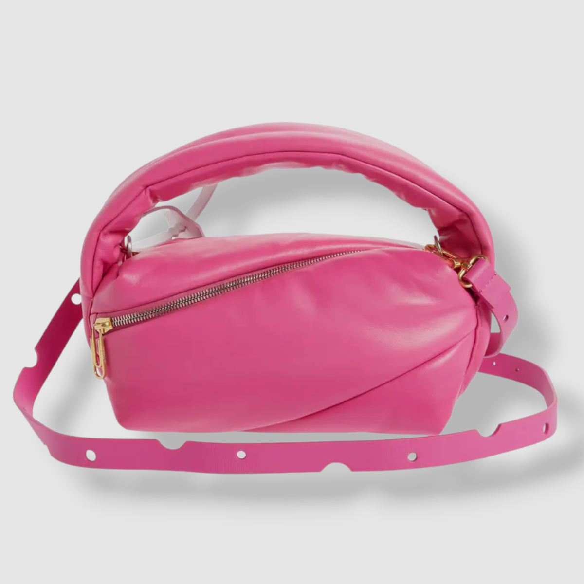 $1560 Off-White Women's Pink Pump Leather Zip-tie Purse Pouch