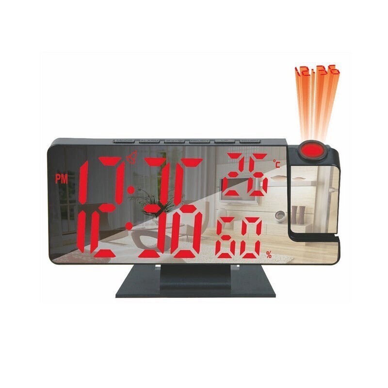 LED Projection Alarm Clock Digital Clock Projector Temperature Display Snooze