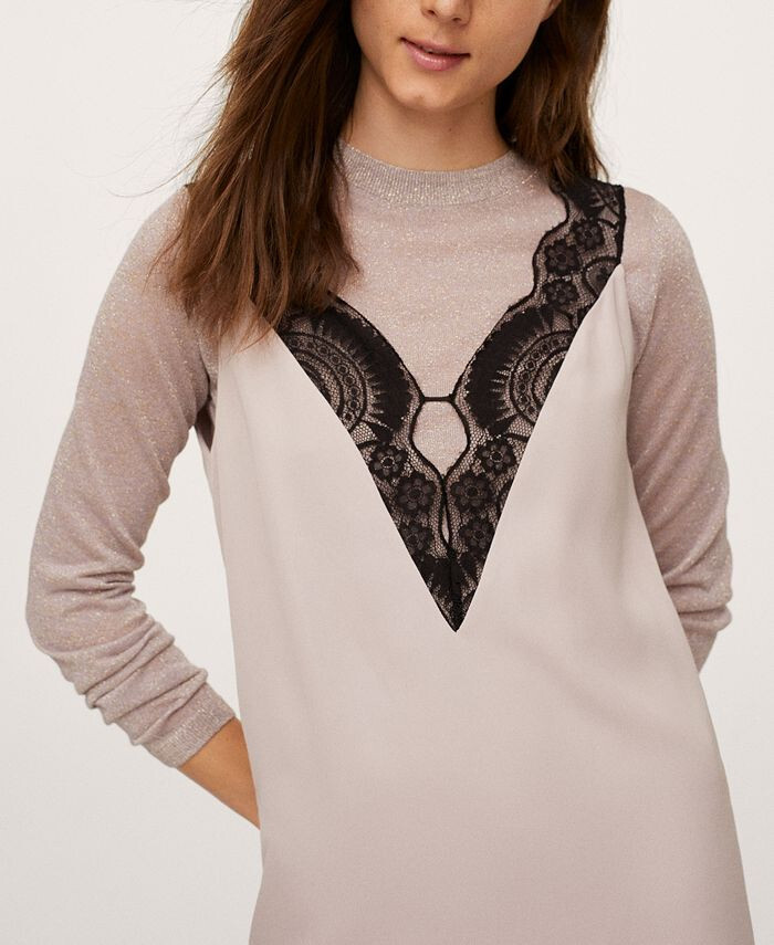 MANGO - Lace camisole dress light/pastel purple - 8 - Women