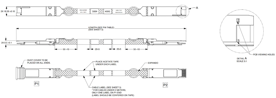 Molex QSFP-DD 400G Direct Attach Cable 1M/1.5M/2M/2.5M/3M - Image 2 of 2
