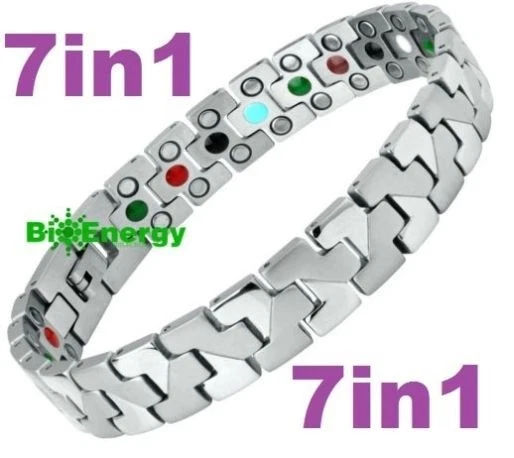 TITANIUM Magnetic Energy Armband Power Bracelet Health Bio 7in1 Bio Black