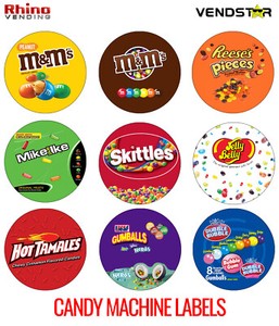 (9) CANDY VENDING MACHINE STICKERS LABELS - 2.5" x 2.5" | eBay