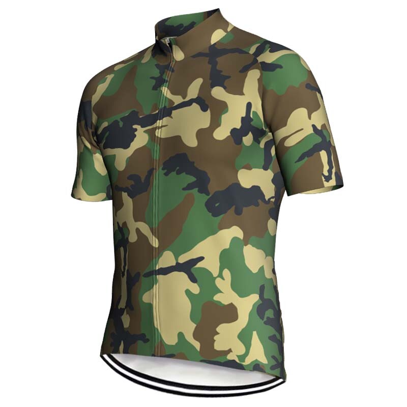 Cycling Jersey Military Camo Bicycle Shirt Green Clothing MTB Top