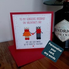 Personalised Word LEGO Brick Couple Handmade Happy Valentine's Day Husband Wife
