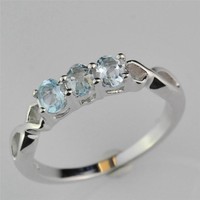 Sterling Silver 3 Stone Blue Topaz Ring Sterling Silver 3 Stone Blue Topaz Ring